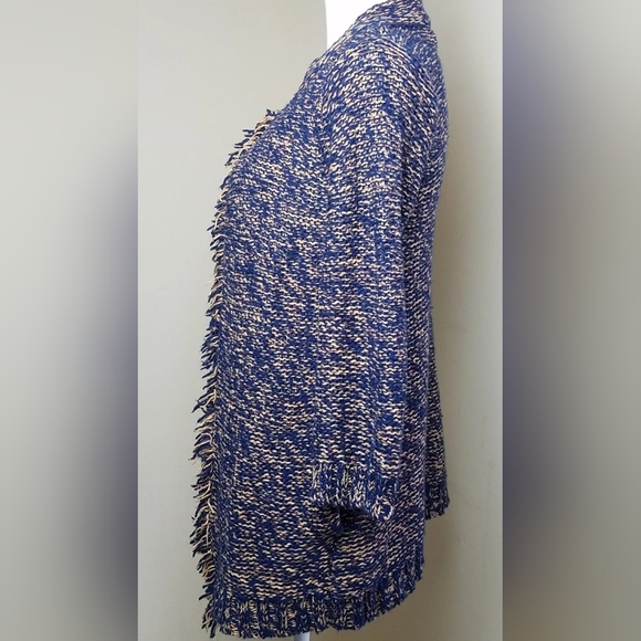 Anthropologie Sparrow Open Front Fringe Trim Knitted Cardigan medium - Picture 4 of 8